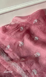 将图像加载到图库查看器中, Women's Lakhnavi Handcrafted Pure Organza Chikankari Unstitched Kurta And Dupatta Set- HONC0319190