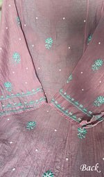 Load image into Gallery viewer, Women's Lakhnavi Handcrafted Mul Chanderi Semi - Stitched Anarkali And Dupatta Set - HONC0376017