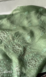 将图像加载到图库查看器中, Mainaaj Women's Lakhnavi Handcrafted Pure Organza Chikankari Unstitched Kurta And Dupatta Set - HONC0330934