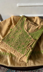 Load image into Gallery viewer, Women's Lakhnavi Handcrafted Mul Chanderi Semi - Stitched Angrakha And Dupatta Set - HONC0326283