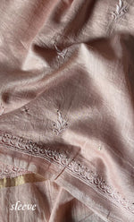 Load image into Gallery viewer, Women's Lucknowi Handcrafted Chanderi Silk Unstitched Chikankari Full Suit Material - HONC0287068