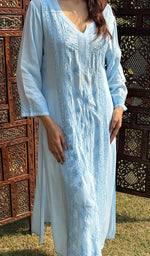 Load image into Gallery viewer, Aleena Women's Lucknowi Handcrafted Muslin Chikankari Kurti - HONC0209081