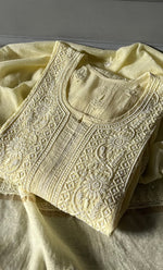 将图像加载到图库查看器中, Women's Lakhnavi Handcrafted Mul Chanderi Semi - Stitched Kurta And Dupatta Set - HONC0287080