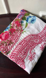 将图像加载到图库查看器中, Women's Lakhnavi Handcrafted Cotton Chikankari Unstitched Kurti Fabric - HONC0284316