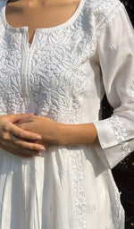 Load image into Gallery viewer, Women's Lucknowi Handcrafted Chanderi Silk Chikankari Kurti - HONC0256313