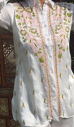 将图像加载到图库查看器中, Women's Lakhnavi Handcrafted Modal Cotton Chikankari Kurta And Palazzo Set - HONC0244558