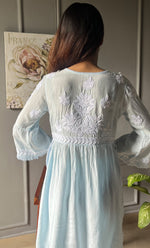 将图像加载到图库查看器中, Women's Lakhnavi Handcrafted Modal Cotton Chikankari Kurta And Pant Set - HONC0301743