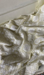 Load image into Gallery viewer, Women's Lakhnavi Handcrafted Mul Chanderi Semi - Stitched Kurta And Dupatta Set - HONC0302235