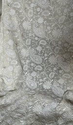 Load image into Gallery viewer, Women's Lakhnavi Handcrafted Pure Silk Georgette Chikankari Kurta and Dupatta set - HONC0271644