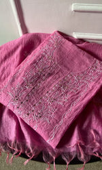 Load image into Gallery viewer, Women's Lakhnavi Handcrafted Chanderi Silk Semi - Stitched Anarkali And Dupatta Set - HONC0273164