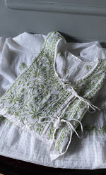 Load image into Gallery viewer, Women's Lakhnavi Handcrafted Mul Chanderi Semi - Stitched Angrakha And Dupatta Set - HONC0303211