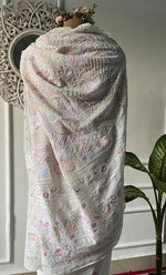 Load image into Gallery viewer, Women's Lakhnavi Handcrafted Pure Silk Georgette Chikankari Saree - HONC0313292