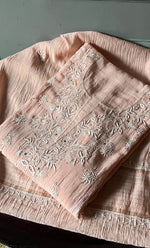 将图像加载到图库查看器中, Women's Lakhnavi Handcrafted Mul Chanderi Semi - Stitched Kurta And Dupatta Set - HONC0284759