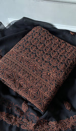将图像加载到图库查看器中, Women's Lucknowi Handcrafted Faux-Georgette Chikankari Suit Material - HONC0277967