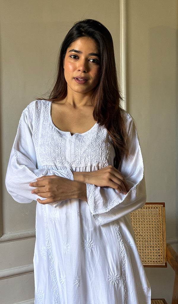 Women's Lucknowi Handcrafted Muslin Chikankari Kurti - HONC0202066