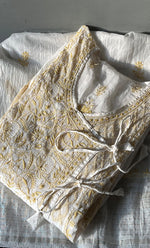 将图像加载到图库查看器中, Women's Lakhnavi Handcrafted Mul chanderi Semi -Stitched Angrakha And Dupatta Set - HONC0303232