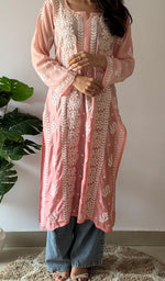 Load image into Gallery viewer, Women's Lakhnavi Handcrafted Muslin Chikankari Kurti - HONC0358944