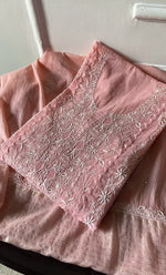 Load image into Gallery viewer, Women's Lakhnavi Handcrafted Mul Chanderi Semi - stitched Kurta And Dupatta Set- HONC0282419