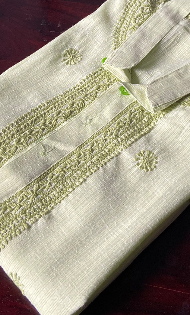 Men's Lucknowi Handcrafted Cotton Chikankari Kurta - HONC0288689