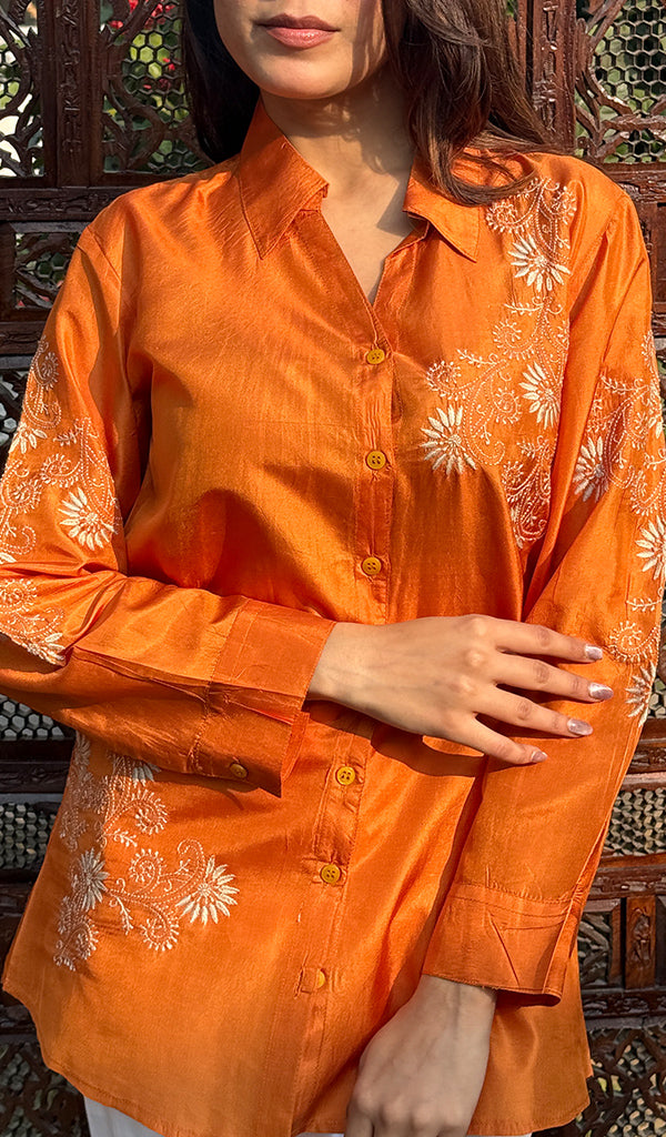 Pure banglore silk top with fine Chikankari