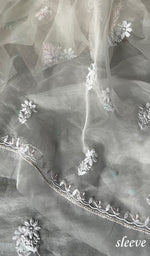 Load image into Gallery viewer, Women's Lakhnavi Handcrafted Organza Chikankari Unstitched Kurta And Dupatta Set- HONC0249872