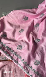 将图像加载到图库查看器中, Women's Lakhnavi Handcrafted Chanderi Silk Chikankari Full Suit Material - N50347