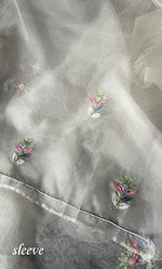 Load image into Gallery viewer, Women's Lakhnavi Handcrafted Pure Organza Chikankari Unstitched Kurta And Dupatta Set- HONC0309243