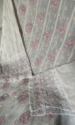 Load image into Gallery viewer, Women's Lakhnavi Handcrafted Pure Silk Georgette Chikankari Semi - stitched Anarkali And Dupatta Set- HONC0284211
