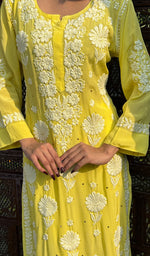 将图像加载到图库查看器中, Asma Women's Lucknowi Handcrafted Crepe Chikankari Kurti- HONC0249487