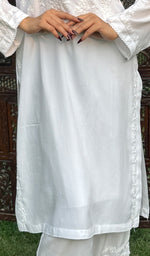 Load image into Gallery viewer, Women's Lakhnavi Handcrafted Modal Cotton Chikankari Kurta And Palazzo Set - HONC0251125