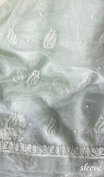 将图像加载到图库查看器中, Women's Lakhnavi Handcrafted Organza Chikankari Unstitched Full Suit Material - HONC0271210