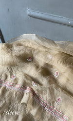 Load image into Gallery viewer, Rose Women's Lakhnavi Handcrafted Pure Organza Chikankari Unstitched Kurta And Dupatta Set- HONC0310180