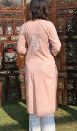 Load image into Gallery viewer, Women's Lakhnavi Handcrafted Cotton Chikankari Kurti - HONC0268667