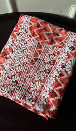 Load image into Gallery viewer, Women's Lakhnavi Handcrafted Cotton Chikankari Unstitched Kurti Fabric - HONC0268849