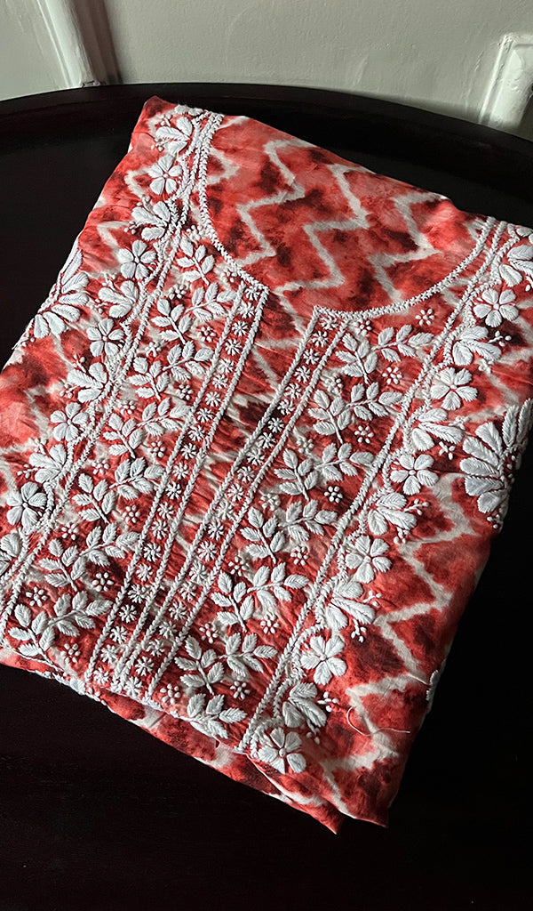 Women's Lakhnavi Handcrafted Cotton Chikankari Unstitched Kurti Fabric - HONC0268849