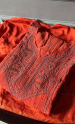 Load image into Gallery viewer, Women's Lakhnavi Handcrafted Mul Chanderi Semi - Stitched Anarkali And Dupatta Set - HONC0282402