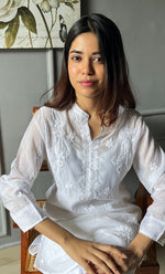 Load image into Gallery viewer, Rashida Women's Lakhnavi Handcrafted Muslin Chikankari Kurta And Pant Set - HONC0300502