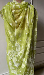 Load image into Gallery viewer, Women's Lakhnavi Handcrafted Faux-Georgette Chikankari Saree - HONC0223881