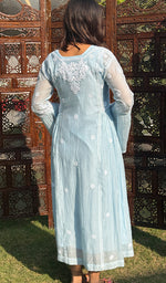 Load image into Gallery viewer, Fariah Women's Lucknowi Handcrafted Mul Chanderi Chikankari Kurti - HONC0272413