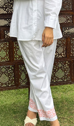 将图像加载到图库查看器中, Shama Women's Lakhnavi Handcrafted Cotton Chikankari Top And Palazzo Set - HONC0267504