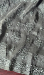 将图像加载到图库查看器中, Women's Lakhnavi Handcrafted White Raw Silk Chikankari Unstitched Kurti Fabric - HONC0151900