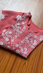 将图像加载到图库查看器中, Women's Lucknowi Handcrafted  Modal Cotton Chikankari Kurti - HONC0301035