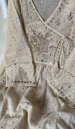 Load image into Gallery viewer, Women's Lucknowi Handcrafted Kota Chanderi Chikankari Semi-Stitched Kurta And Dupatta Set - HONC0242010