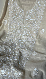 Load image into Gallery viewer, Women's Lakhnavi Handcrafted Tissue Chanderi Chikankari Unstitched Kurta And Dupatta Set- HONC0242483