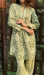 Load image into Gallery viewer, Shama Women's Lakhnavi Handcrafted Cotton Chikankari Kurta And Palazzo Set - HONC0250030