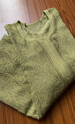 Load image into Gallery viewer, Yusra Women's Lakhnavi Handcrafted Viscose Georgette Chikankari Kurti - HONC0261382