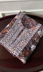 将图像加载到图库查看器中, Women's Lakhnavi Handcrafted Cotton Chikankari Unstitched Kurti Fabric - HONC0315325