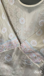 将图像加载到图库查看器中, Women's Lakhnavi Handcrafted Pure Silk Georgette Chikankari Semi - stitched Kurta ,Dupatta And Gharara Set- HONC0272801