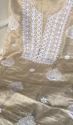 Load image into Gallery viewer, Ainish Women's Lucknowi Handcrafted Kota Chanderi Chikankari Kurta And Dupatta Set - HONC0247341