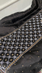 Load image into Gallery viewer, Women's Lakhnavi Handcrafted Pure Organza Silk Chikankari Unstitched Full Suit Material - HONC0313611